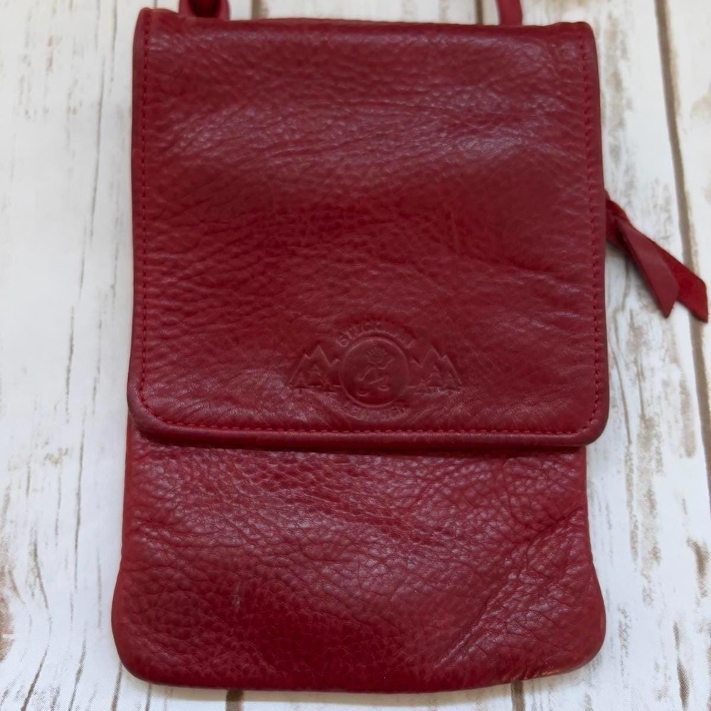 Stickman Leather Crossbody Red Pebbled Bag with Front Flap